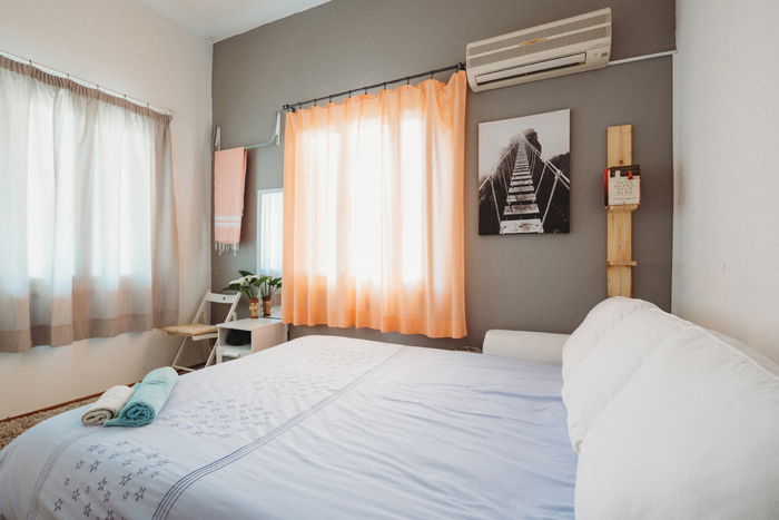 Bright and airy bedroom photo shot for airbnb
