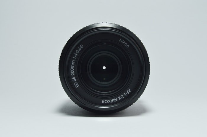 Closeup of a Nikkor lens