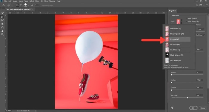 screenshot of editing an image in Photoshop