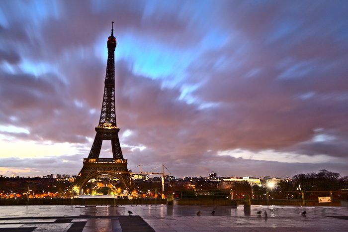 The Eiffel tower at evening time