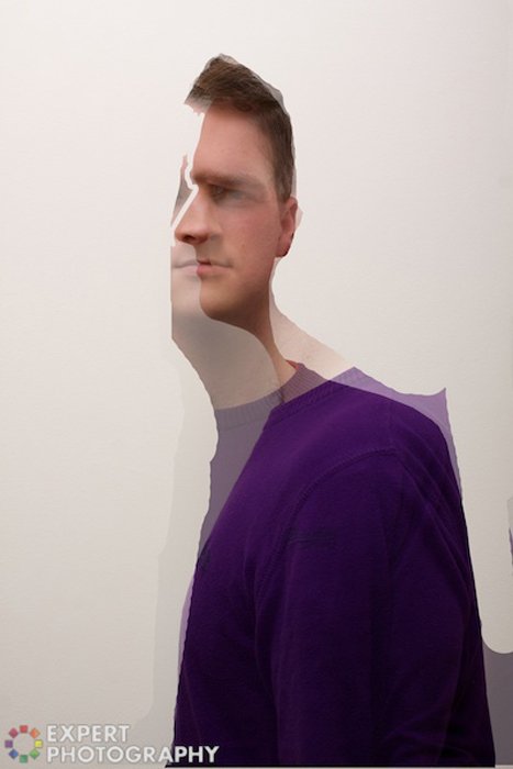 Two portraits of Josh Dunlop from ExpertPhotography layered over each other