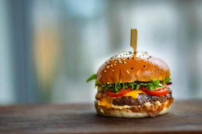 Food advertising image of a hamburger