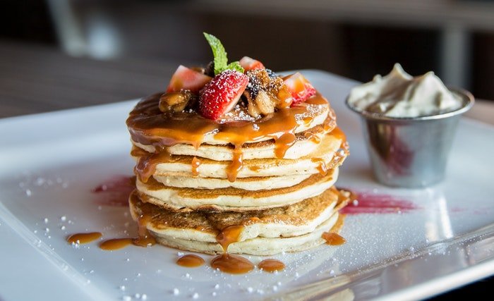 A stack of pancakes for food advertising