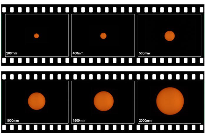 film strips with photos of the sun