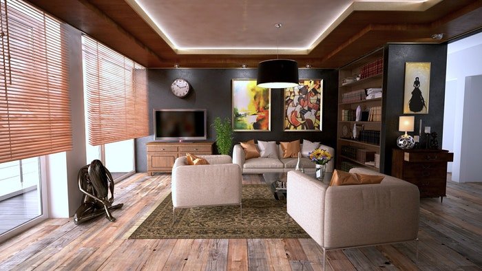 An interior photography image of a living room 