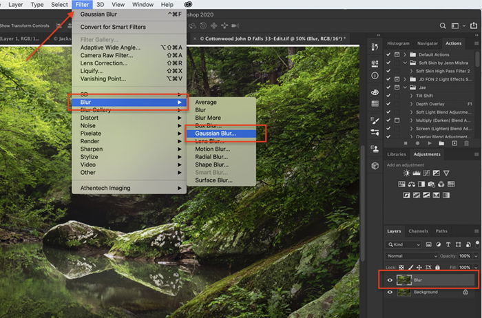 Screenshot of creating the orton effect in Photoshop