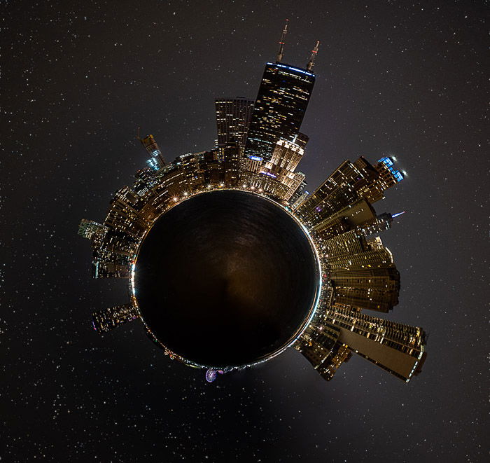 Final little planet photo of the Chicago skyline