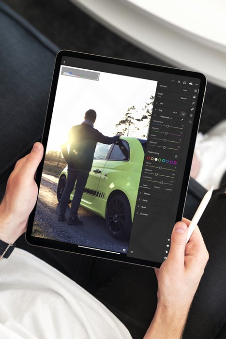 Photo of Adobe Lightroom running on an iPad
