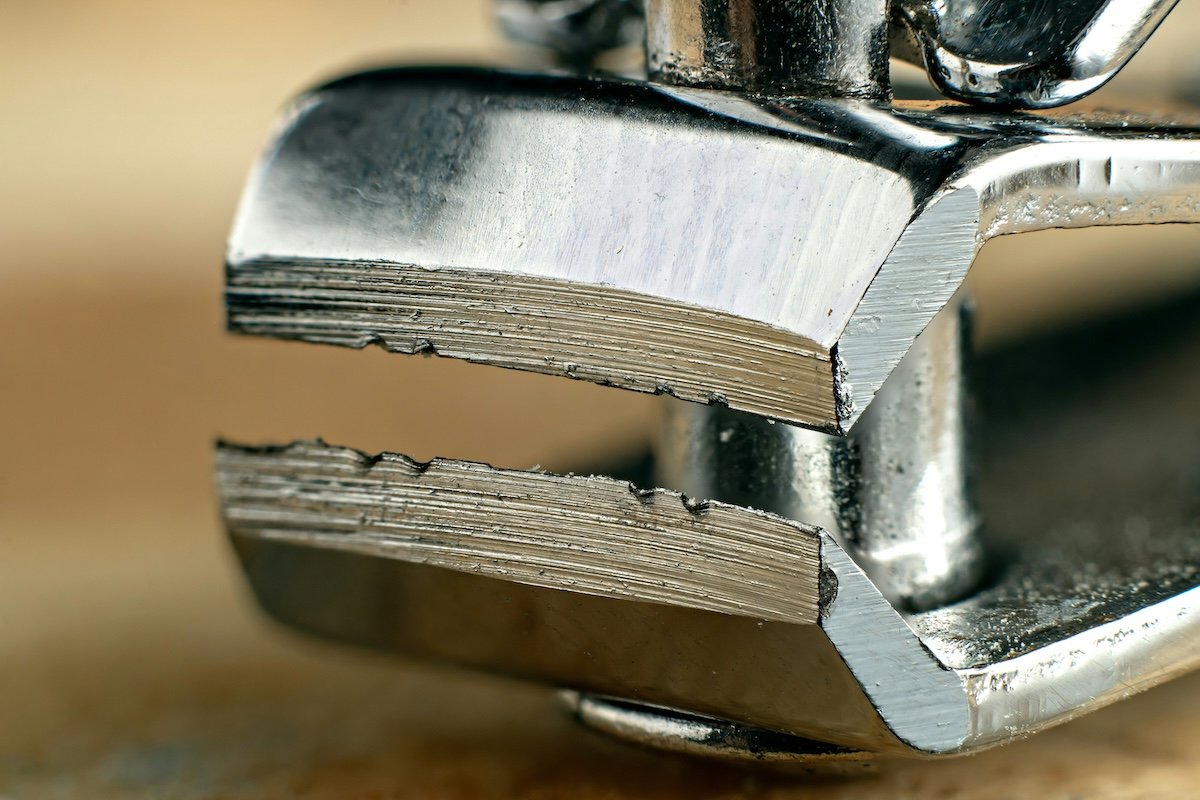 Macro shot of the tip of nail clippers using focus stacking