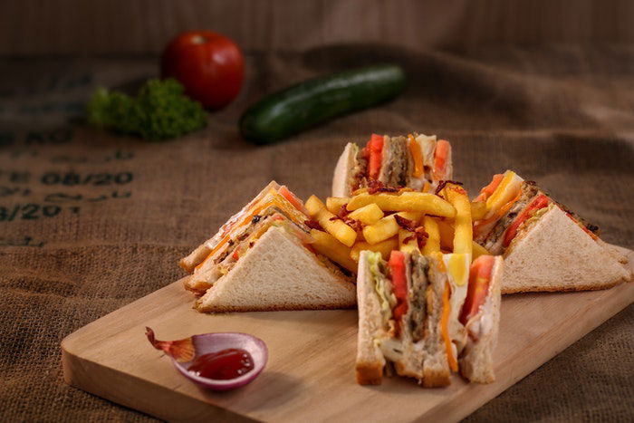 Chopping board used for a DIY food photography backdrop