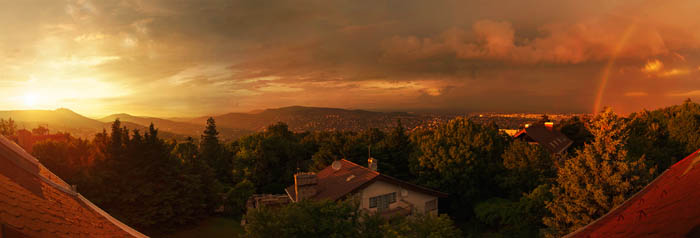 A beautiful landscape shot from a roof window