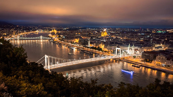 Aerial view of the Danube river in Budapest