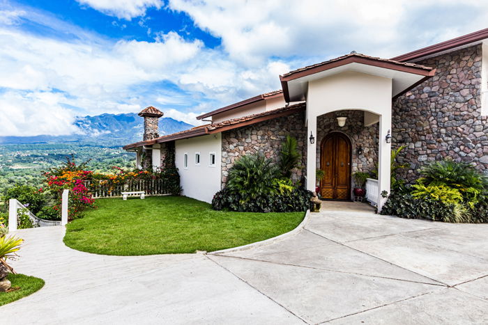 Exterior of a house with epic view behind