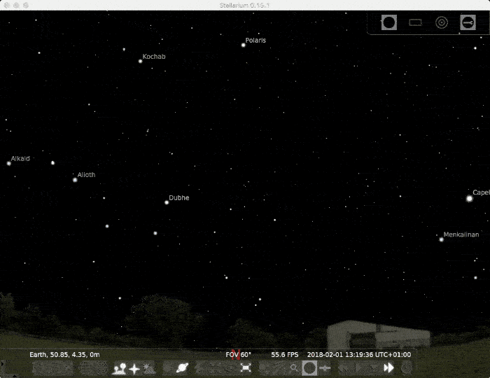 The night sky gif shows how stars move around the North celestial pole, roughly indicated by Polaris, the North Star shot using the 500 rule.