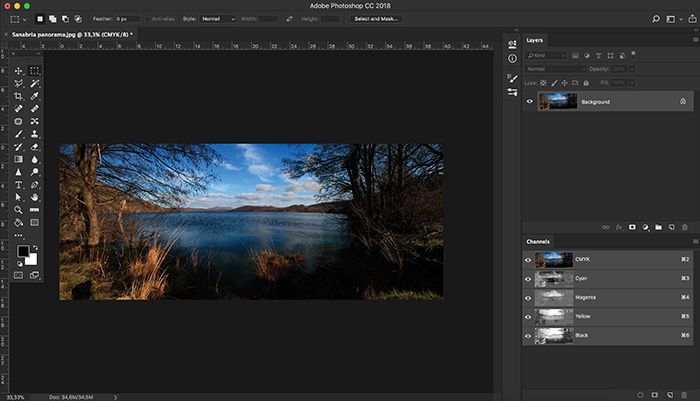 A screenshot of using color channels in Photoshop