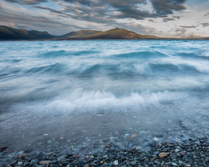 Long exposure coastal landscape at sunset