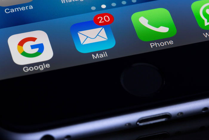 A close up of using email marketing on a smartphone