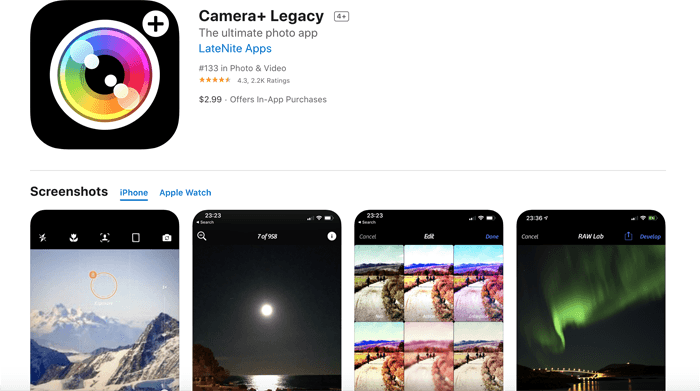 A screenshot of Camera+ Legacy App