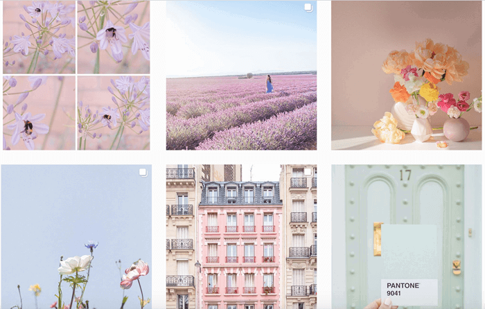 6 photo grid of dreamy pastel photos