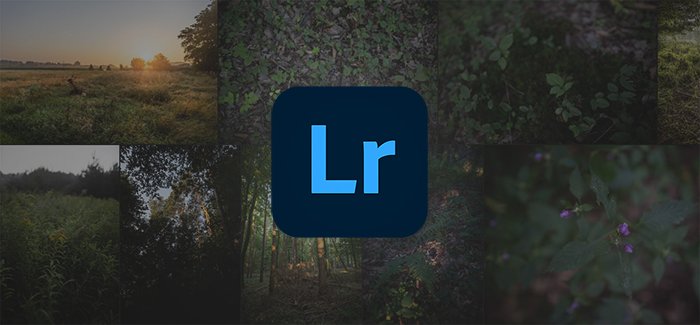 Nature photography collage with adobe lightroom logo