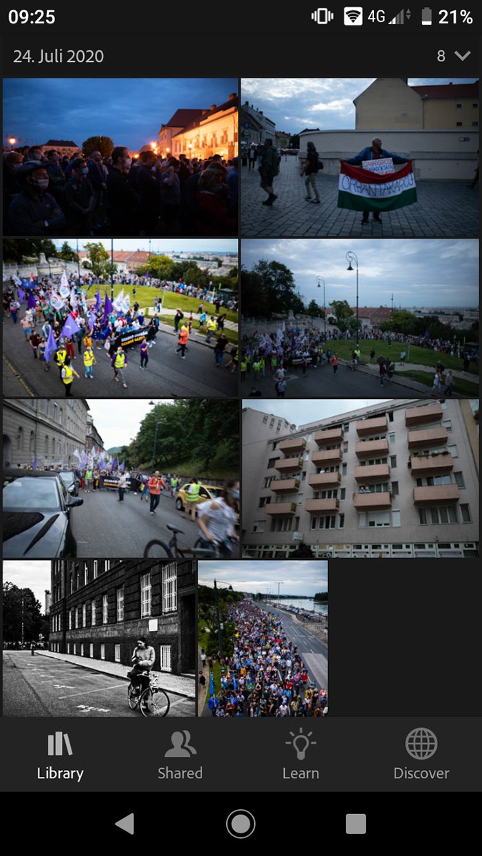 A screenshot of the photo library in Adobe Lightroom app