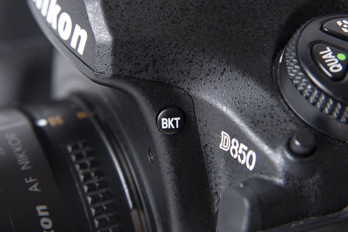 The bracketing button on a Nikon DSLR