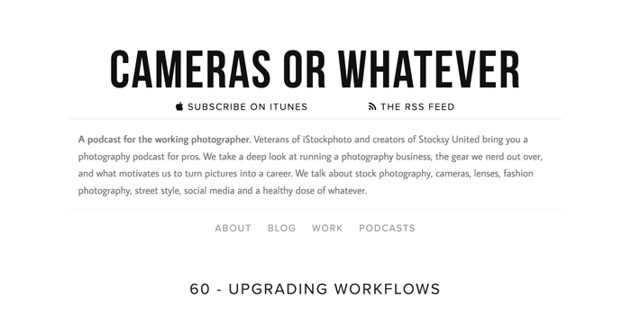 Screenshot of 'cameras or whatever' photography podcast playing in an app