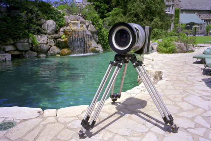 A pinhole camera on a tripod