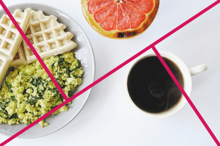 Food photography with golden triangle grid overlayed