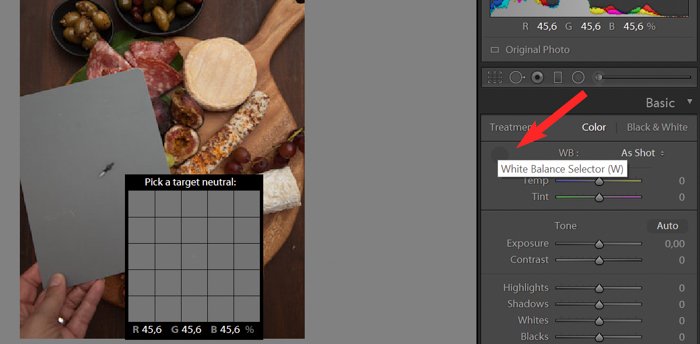 A screenshot of food photo editing in Lightroom
