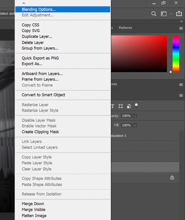 Screenshot of blending layers in Photoshop