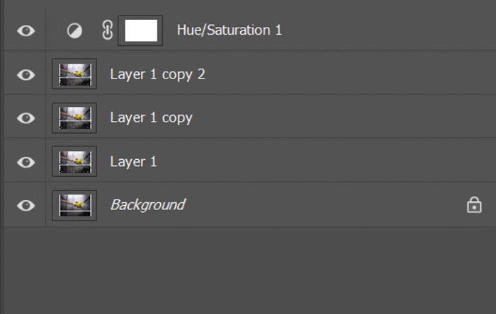 Screenshot of duplicating layers in Photoshop