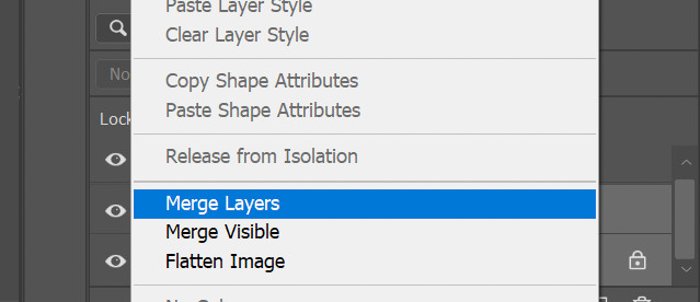 A screenshot of merging layers in Photoshop