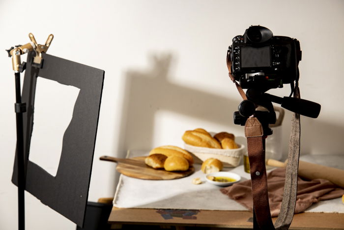 A food photo shoot setup