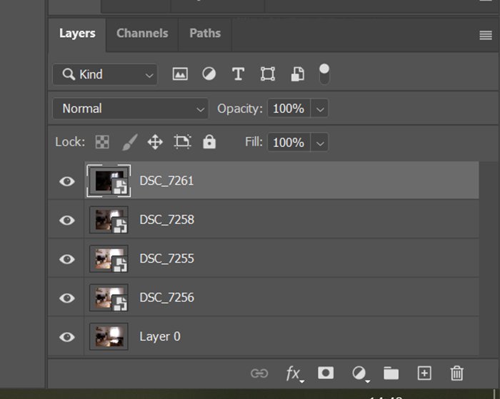 A screenshot of organizing layers in Photoshop