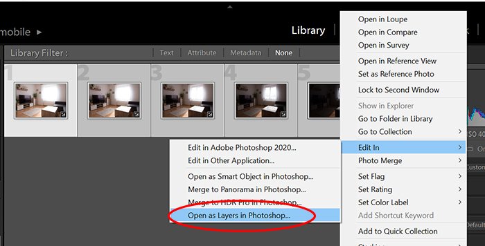 A screenshot of opening a layer in Photoshop