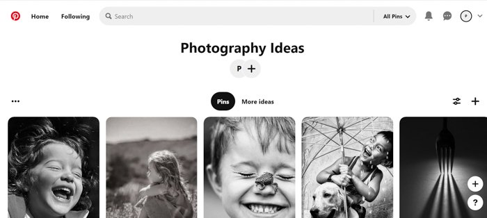 Screenshot of Pinterest image library