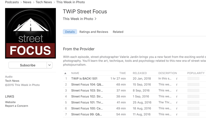 Screenshot of 'twip street focus' podcast playing in an app