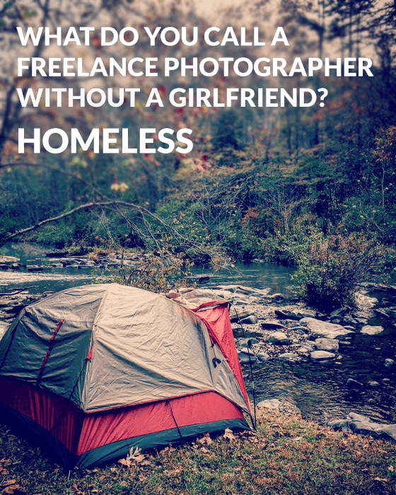 Photography puns over a photo of a campsite