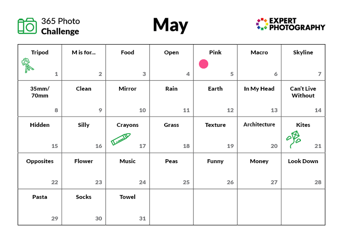 May Photo Challenge calendar