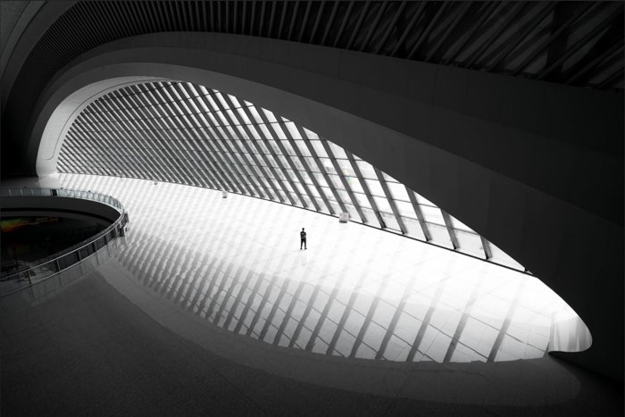 black and white architecture photo