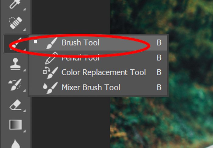 Screenshot of using the brush tool in Photoshop
