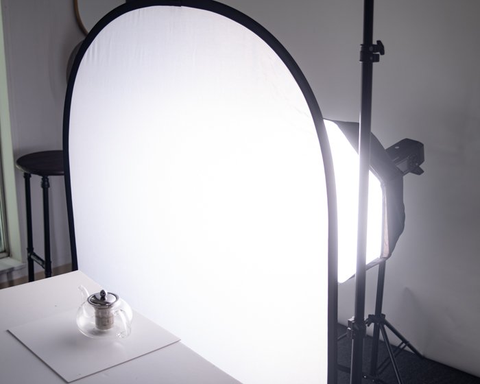 teapot with soft box, backlight and acrylic panel