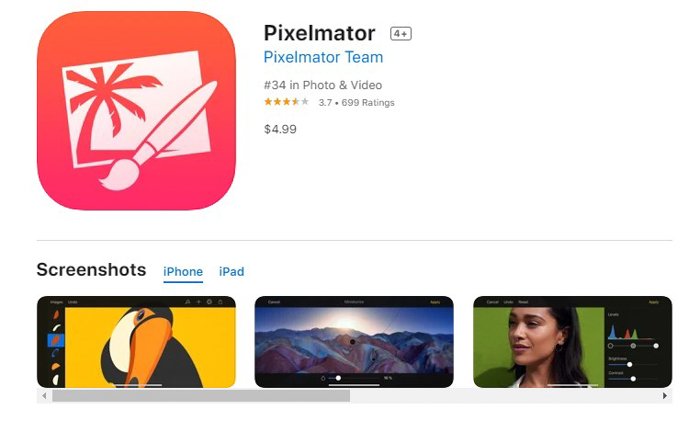 a screenshot of pixelmator from the app store