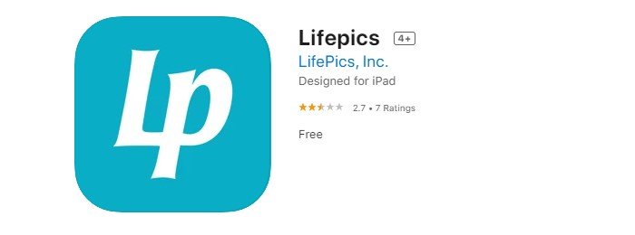 a screenshot of lifepics photo print app from the iOS App Store