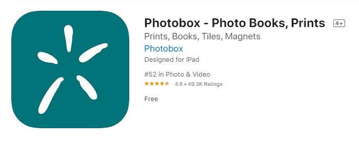 a screenshot of Photobox from the iOS App Store