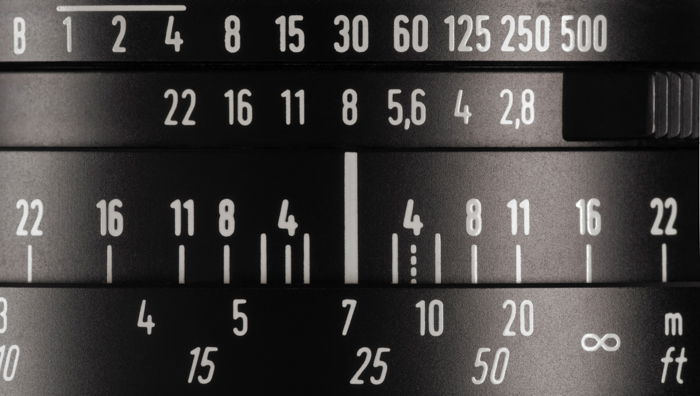 a closeup image of depth of field indicators