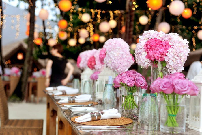 Table set at a wedding