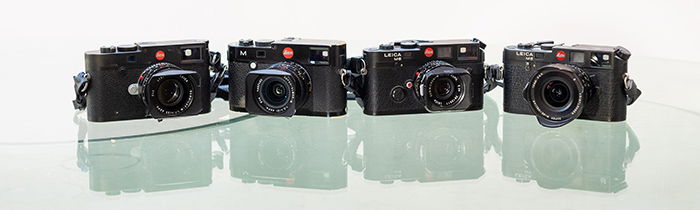 Collection of Leica cameras. Leica M10, Leica M240, Leica M6