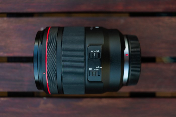 Image of the Canon RF 50mm f/1.2L USM lens from side